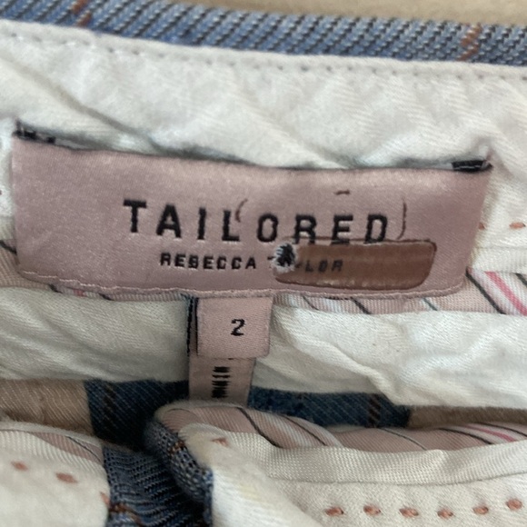 Rebecca Taylor- Windowpane High Rise Crop Twill Pants - Picture 10 of 13